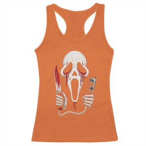 Funny Halloween Scary Face Ghost Racerback Tank Top Horror Slasher Bloody Knife TS11 Orange Print Your Wear