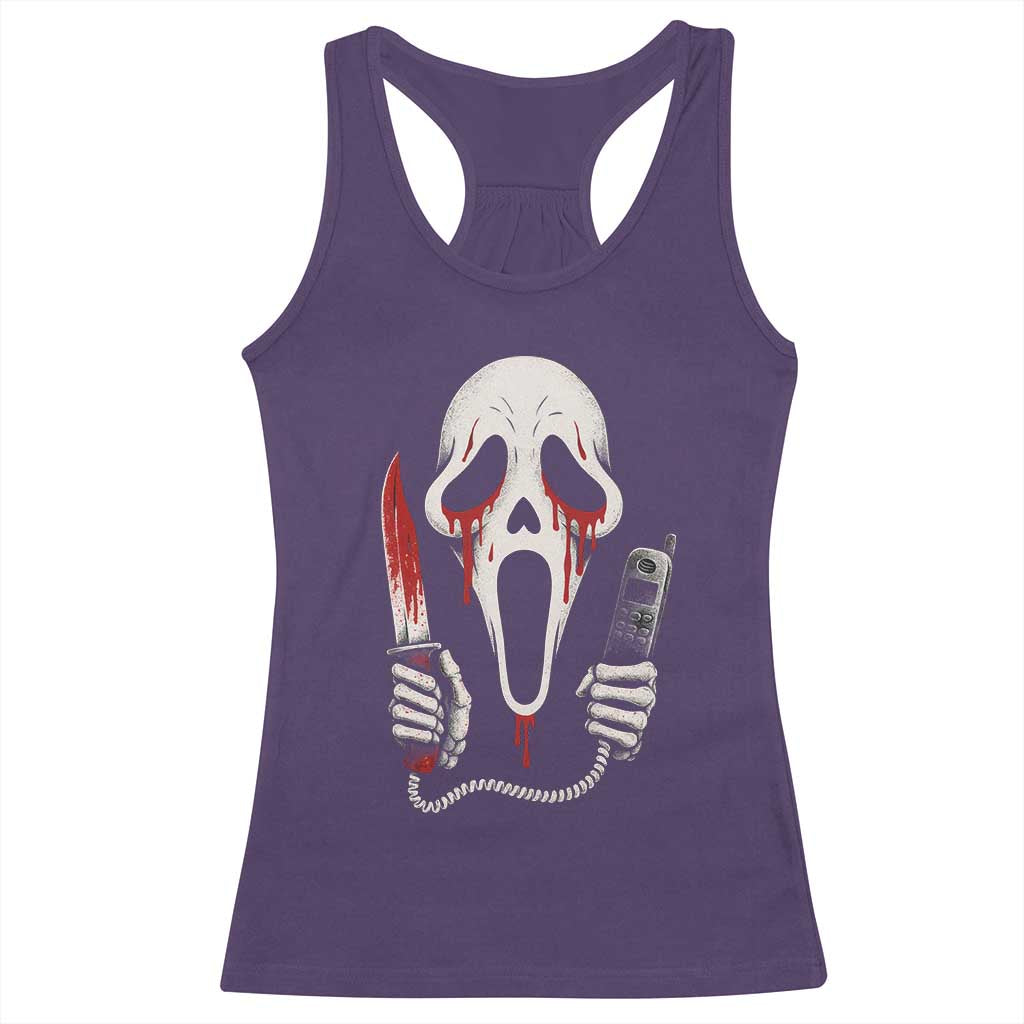 Funny Halloween Scary Face Ghost Racerback Tank Top Horror Slasher Bloody Knife TS11 Purple Print Your Wear
