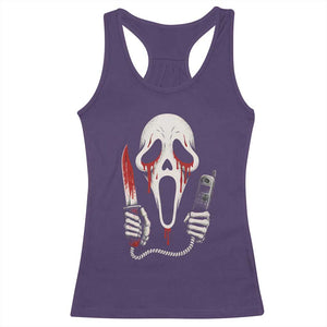 Funny Halloween Scary Face Ghost Racerback Tank Top Horror Slasher Bloody Knife TS11 Purple Print Your Wear