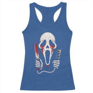 Funny Halloween Scary Face Ghost Racerback Tank Top Horror Slasher Bloody Knife TS11 Royal Blue Print Your Wear