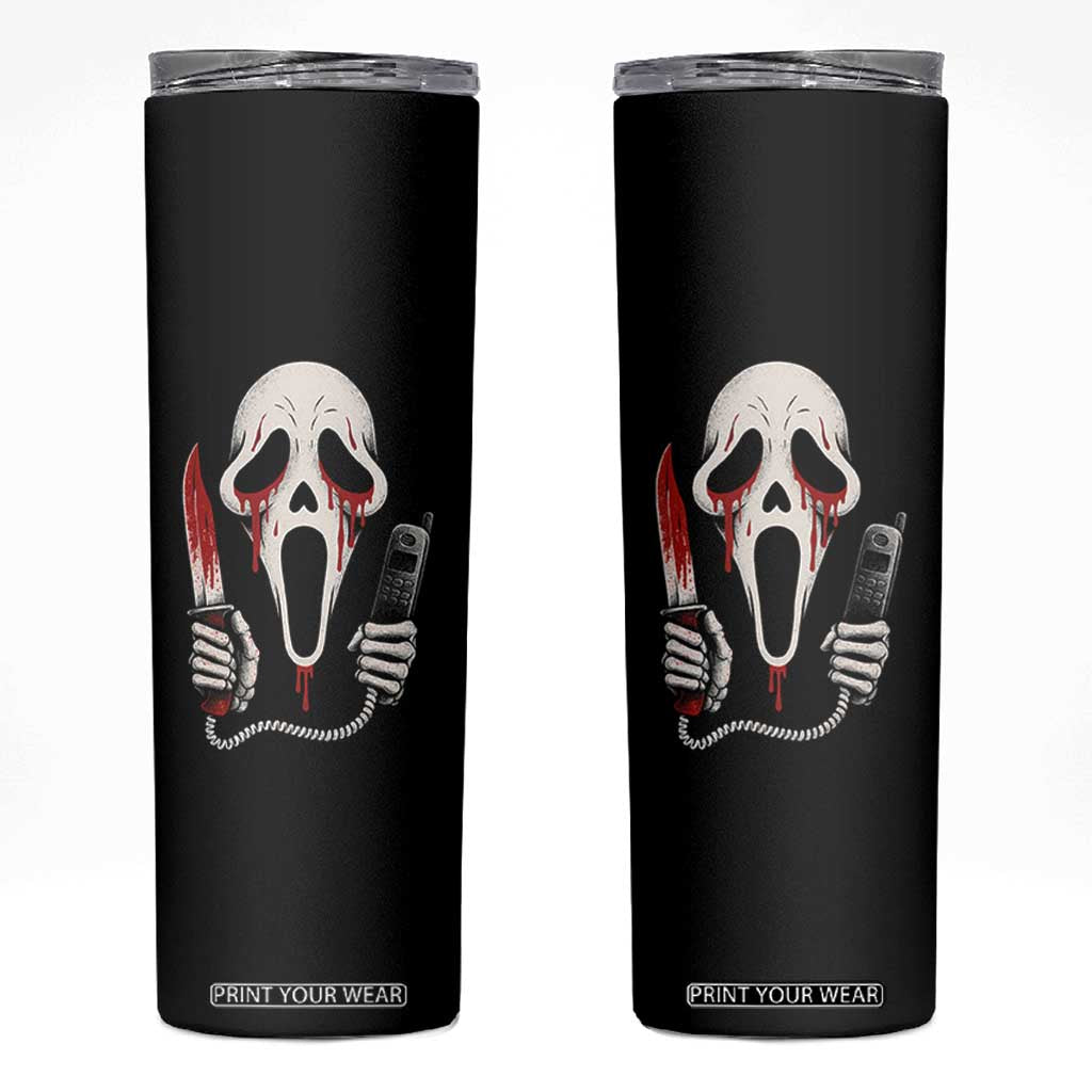 Funny Halloween Scary Face Ghost Skinny Tumbler Horror Slasher Bloody Knife TS11 Black Print Your Wear
