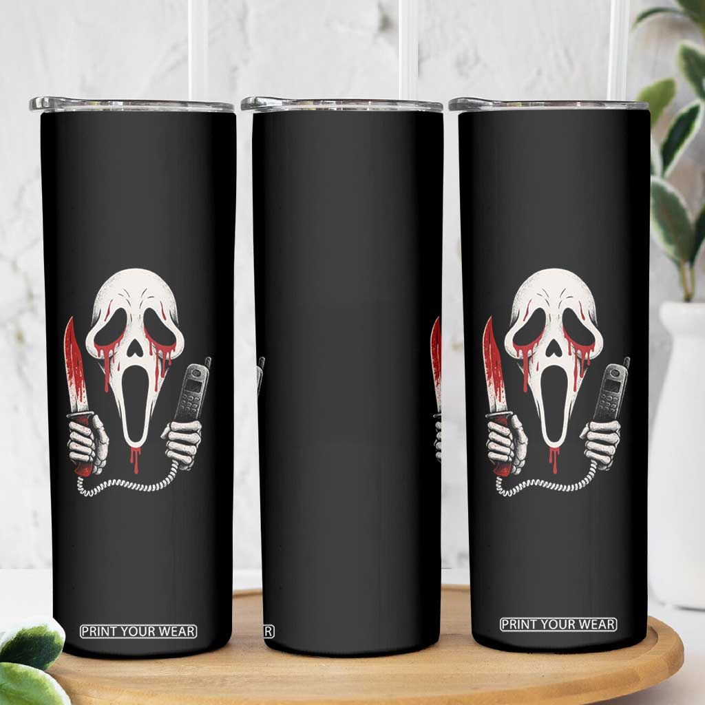 Funny Halloween Scary Face Ghost Skinny Tumbler Horror Slasher Bloody Knife TS11 Print Your Wear