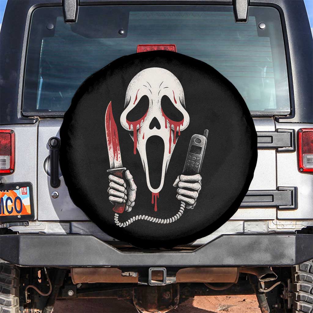 Funny Halloween Scary Face Ghost Spare Tire Cover Horror Slasher Bloody Knife TS11 No hole Black Print Your Wear