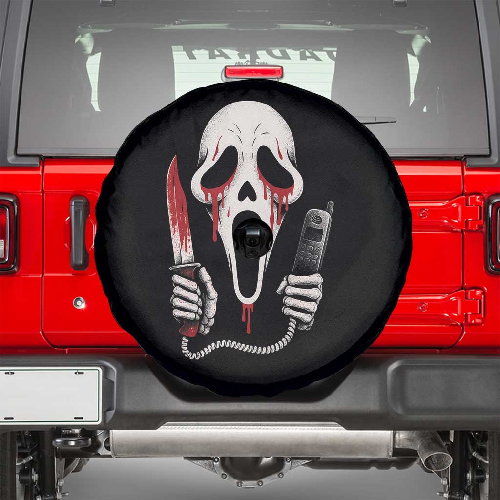Funny Halloween Scary Face Ghost Spare Tire Cover Horror Slasher Bloody Knife TS11 Black Print Your Wear