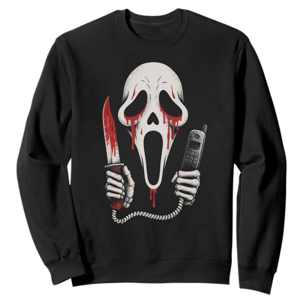 Funny Halloween Scary Face Ghost Sweatshirt Horror Slasher Bloody Knife TS11 Black Print Your Wear