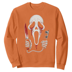 Funny Halloween Scary Face Ghost Sweatshirt Horror Slasher Bloody Knife TS11 Orange Print Your Wear