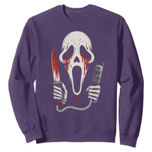 Funny Halloween Scary Face Ghost Sweatshirt Horror Slasher Bloody Knife TS11 Purple Print Your Wear