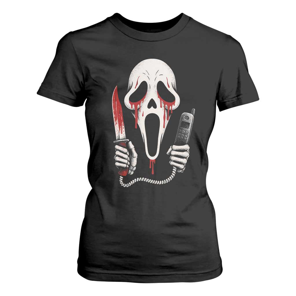 Funny Halloween Scary Face Ghost T Shirt For Women Horror Slasher Bloody Knife TS11 Black Print Your Wear