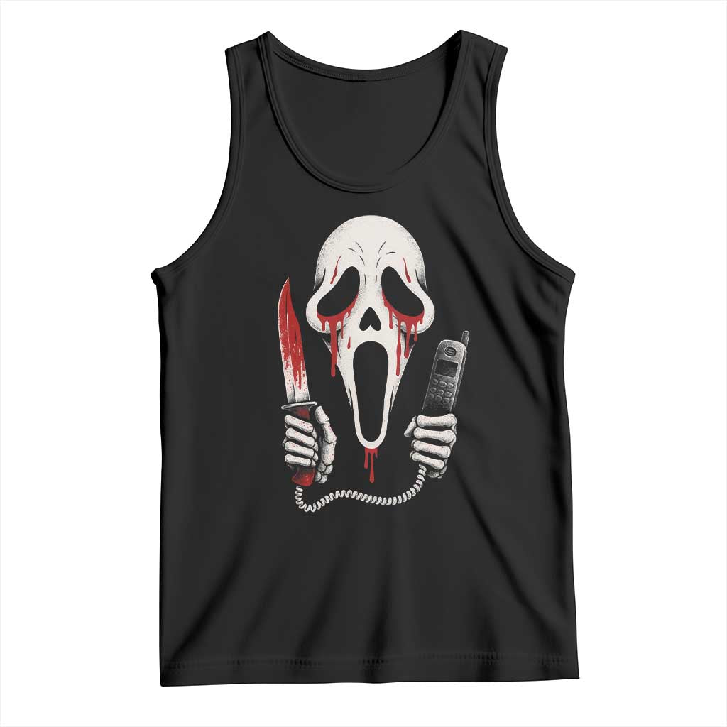 Funny Halloween Scary Face Ghost Tank Top Horror Slasher Bloody Knife TS11 Black Print Your Wear