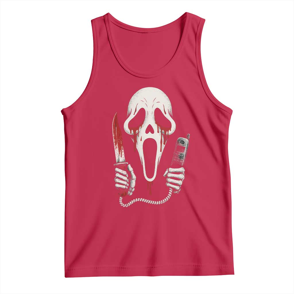 Funny Halloween Scary Face Ghost Tank Top Horror Slasher Bloody Knife TS11 Red Print Your Wear