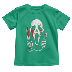 Funny Halloween Scary Face Ghost Toddler T Shirt Horror Slasher Bloody Knife TS11 Irish Green Print Your Wear
