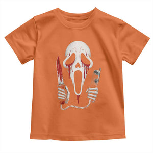 Funny Halloween Scary Face Ghost Toddler T Shirt Horror Slasher Bloody Knife TS11 Orange Print Your Wear