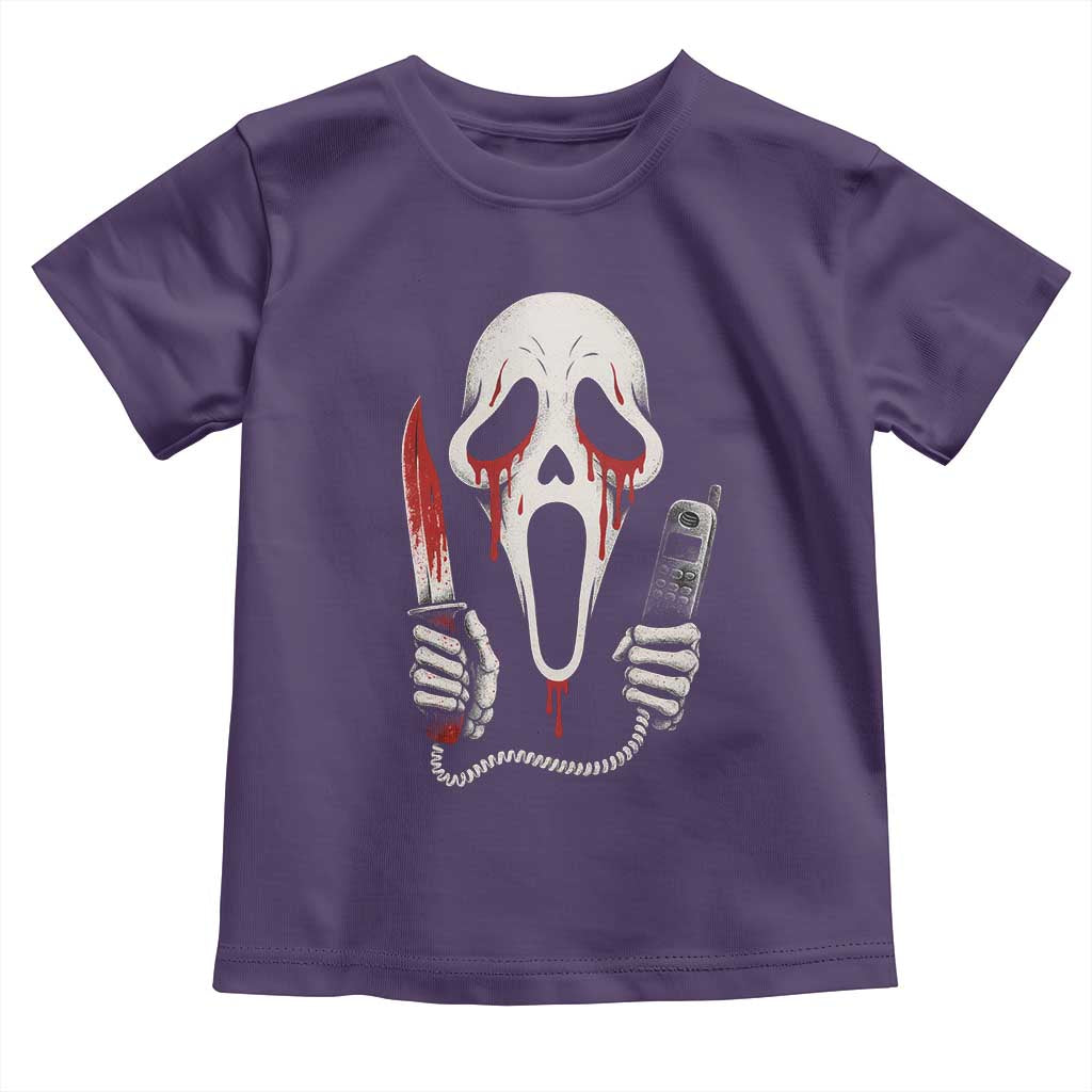 Funny Halloween Scary Face Ghost Toddler T Shirt Horror Slasher Bloody Knife TS11 Purple Print Your Wear