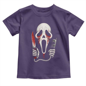 Funny Halloween Scary Face Ghost Toddler T Shirt Horror Slasher Bloody Knife TS11 Purple Print Your Wear