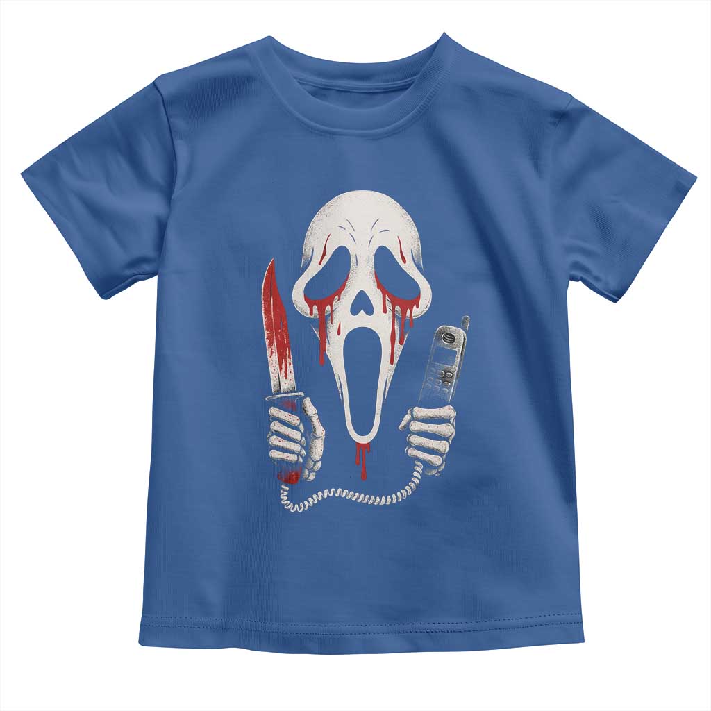 Funny Halloween Scary Face Ghost Toddler T Shirt Horror Slasher Bloody Knife TS11 Royal Blue Print Your Wear