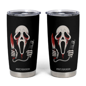 Funny Halloween Scary Face Ghost Tumbler Cup Horror Slasher Bloody Knife TS11 Black Print Your Wear