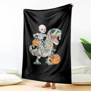 Funny Skeleton Riding Mummy Dinosaur Halloween Throw Blanket TS11 Print Your Wear