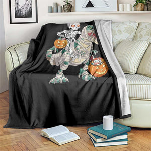 Funny Skeleton Riding Mummy Dinosaur Halloween Throw Blanket TS11 Print Your Wear