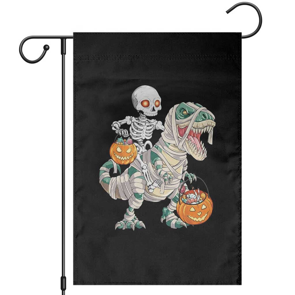 Funny Skeleton Riding Mummy Dinosaur Halloween Garden Flag TS11 Black Print Your Wear
