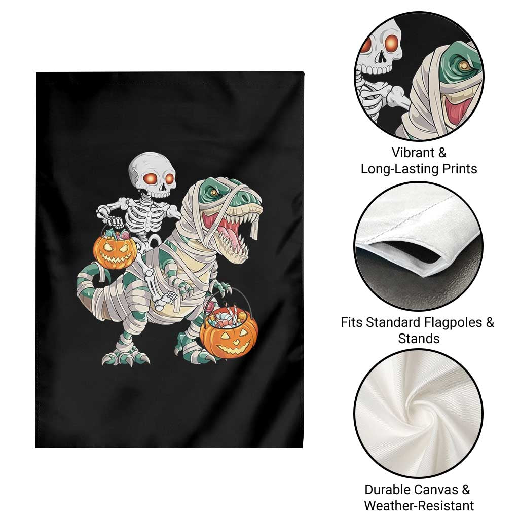 Funny Skeleton Riding Mummy Dinosaur Halloween Garden Flag TS11 Print Your Wear