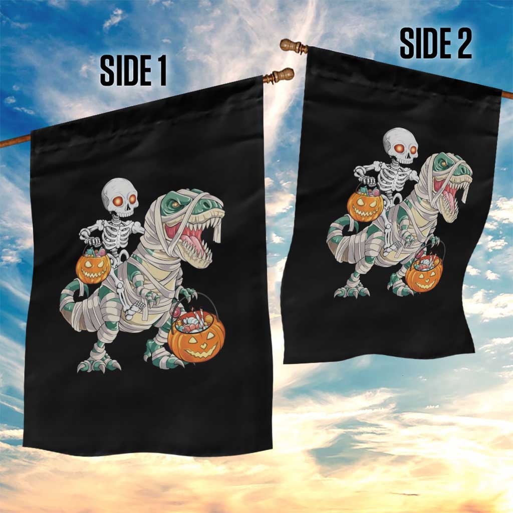 Funny Skeleton Riding Mummy Dinosaur Halloween Garden Flag TS11 Print Your Wear
