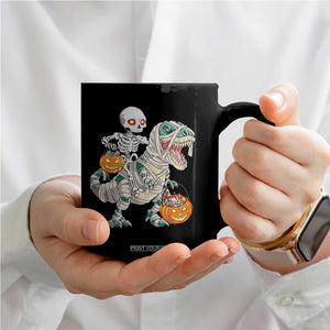 Funny Skeleton Riding Mummy Dinosaur Halloween Coffee Mug TS11 Print Your Wear