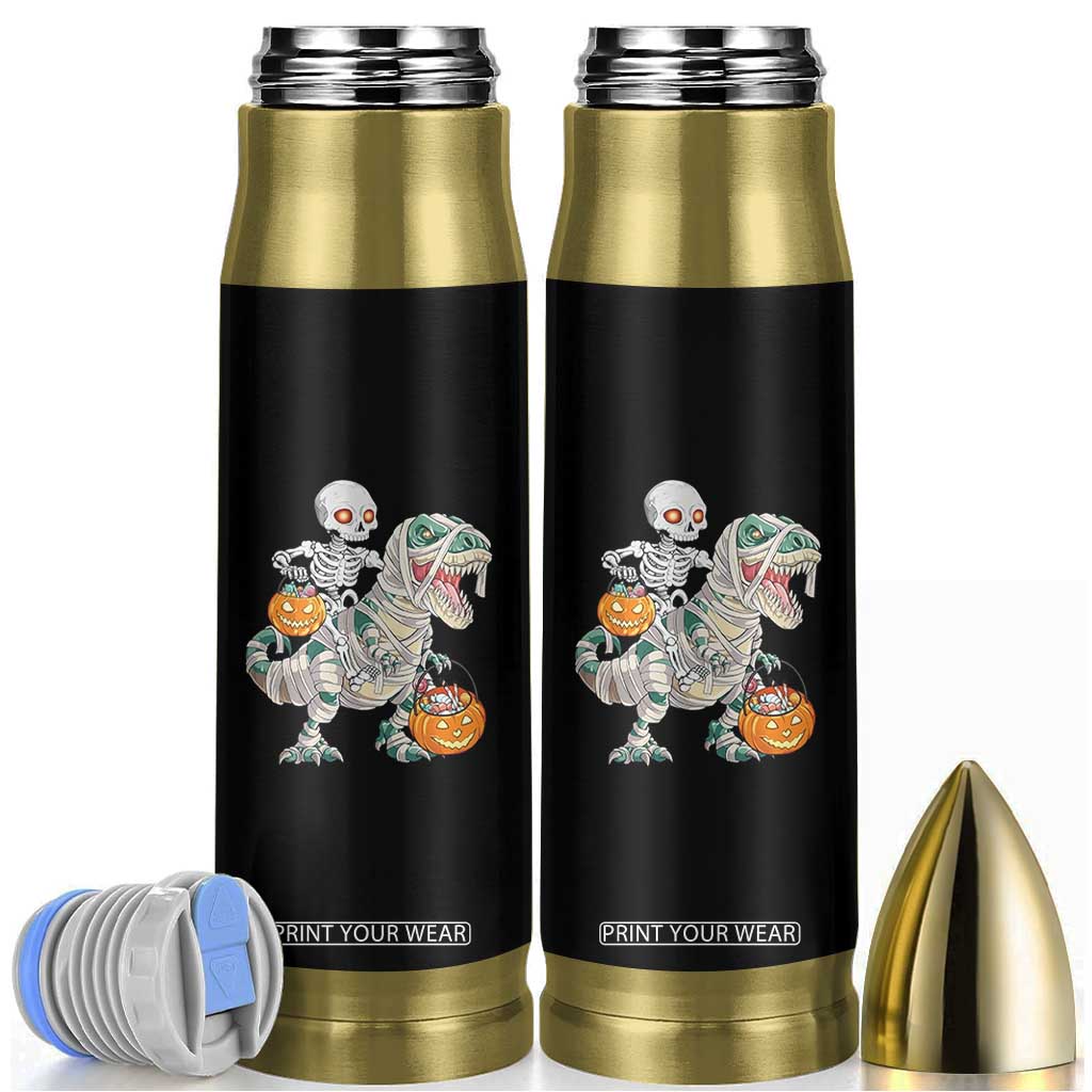 Funny Skeleton Riding Mummy Dinosaur Halloween Bullet Tumbler TS11 Black Print Your Wear