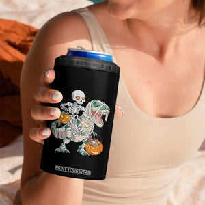 Funny Skeleton Riding Mummy Dinosaur Halloween 4 in 1 Can Cooler Tumbler TS11 Print Your Wear