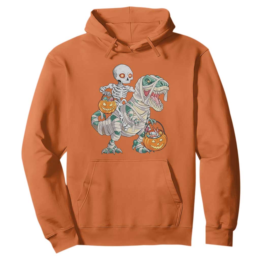 Funny Skeleton Riding Mummy Dinosaur Halloween Hoodie TS11 Orange Print Your Wear