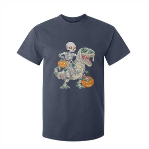 Funny Skeleton Riding Mummy Dinosaur Halloween T Shirt For Kid TS11 Navy Print Your Wear