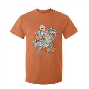 Funny Skeleton Riding Mummy Dinosaur Halloween T Shirt For Kid TS11 Orange Print Your Wear