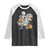 Funny Skeleton Riding Mummy Dinosaur Halloween Raglan Shirt TS11 Black White Print Your Wear