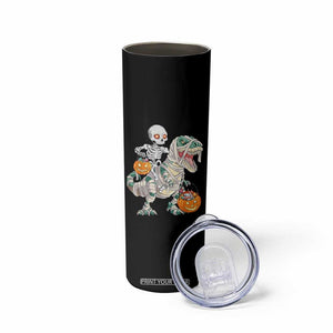 Funny Skeleton Riding Mummy Dinosaur Halloween Skinny Tumbler TS11 Print Your Wear