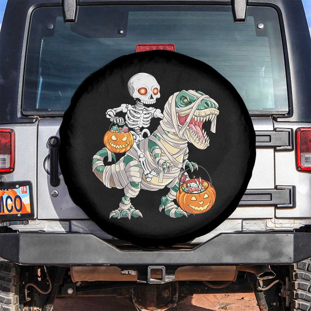 Funny Skeleton Riding Mummy Dinosaur Halloween Spare Tire Cover TS11 No hole Black Print Your Wear
