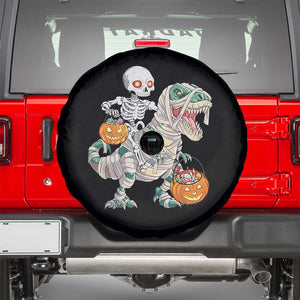 Funny Skeleton Riding Mummy Dinosaur Halloween Spare Tire Cover TS11 Black Print Your Wear