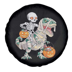 Funny Skeleton Riding Mummy Dinosaur Halloween Spare Tire Cover TS11 Print Your Wear