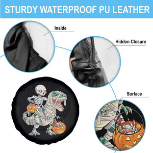 Funny Skeleton Riding Mummy Dinosaur Halloween Spare Tire Cover TS11 Print Your Wear