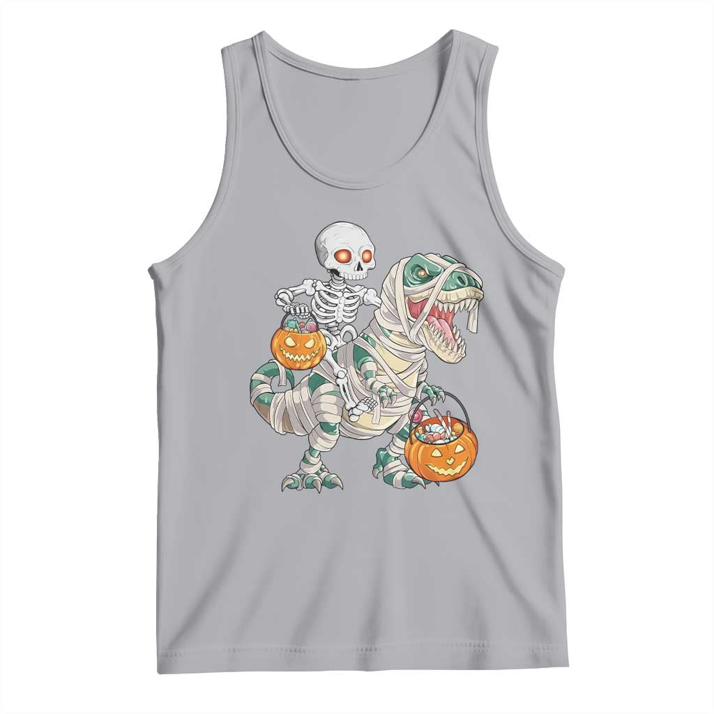 Funny Skeleton Riding Mummy Dinosaur Halloween Tank Top TS11 Athletic Heather Print Your Wear