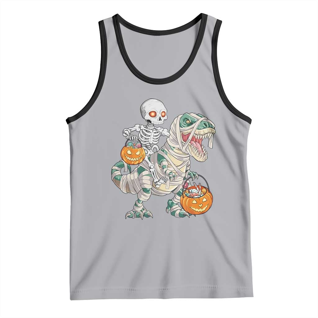 Funny Skeleton Riding Mummy Dinosaur Halloween Tank Top TS11 Athletic Heather Black Print Your Wear