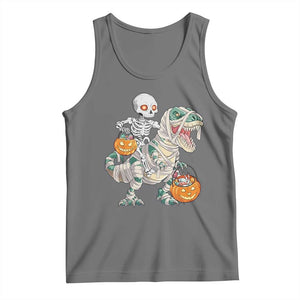 Funny Skeleton Riding Mummy Dinosaur Halloween Tank Top TS11 Black Heather Print Your Wear