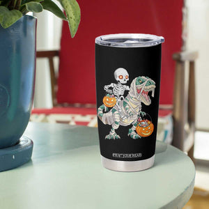 Funny Skeleton Riding Mummy Dinosaur Halloween Tumbler Cup TS11 Print Your Wear