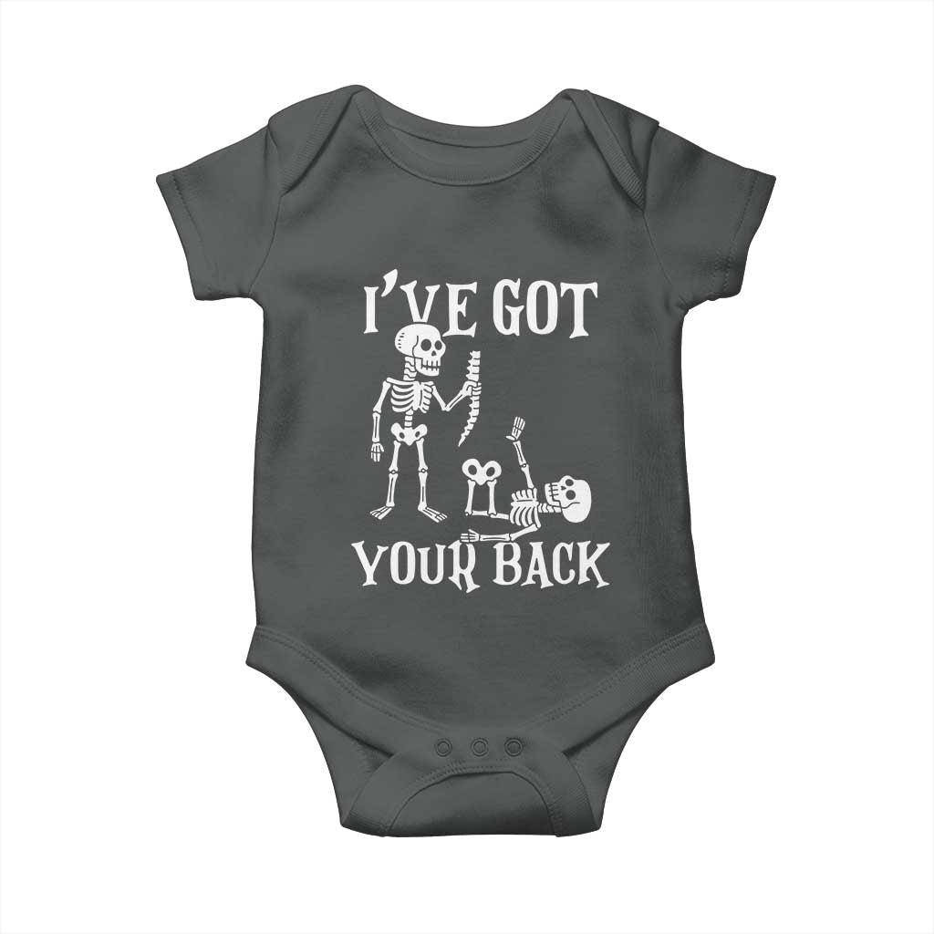Funny I Got Your Back Baby Onesie Halloween Skeleton Skull TS11 Dark Heather Print Your Wear
