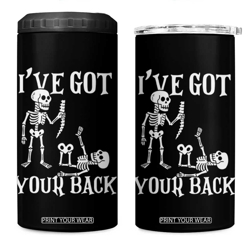 Funny I Got Your Back 4 in 1 Can Cooler Tumbler Halloween Skeleton Skull TS11 One Size: 16 oz Black Print Your Wear