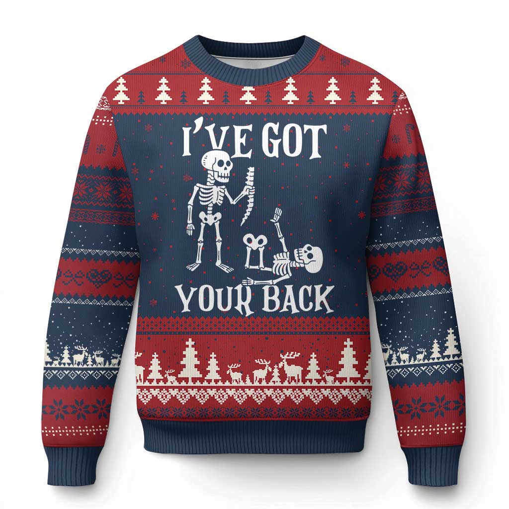 Funny I Got Your Back Ugly Christmas Sweater Halloween Skeleton Skull - Print Your Wear