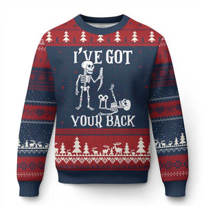 Funny I Got Your Back Ugly Christmas Sweater Halloween Skeleton Skull - Print Your Wear