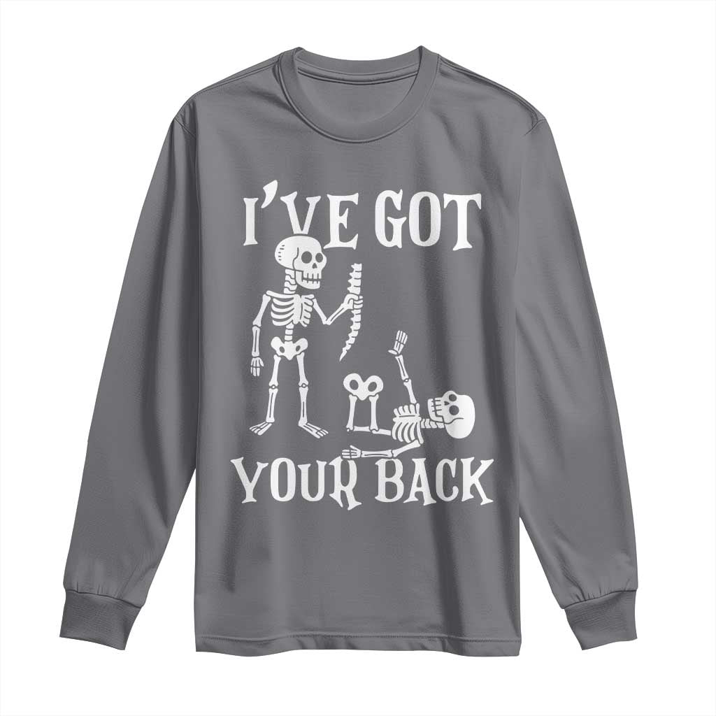 Funny I Got Your Back Long Sleeve Shirt Halloween Skeleton Skull TS11 Charcoal Print Your Wear