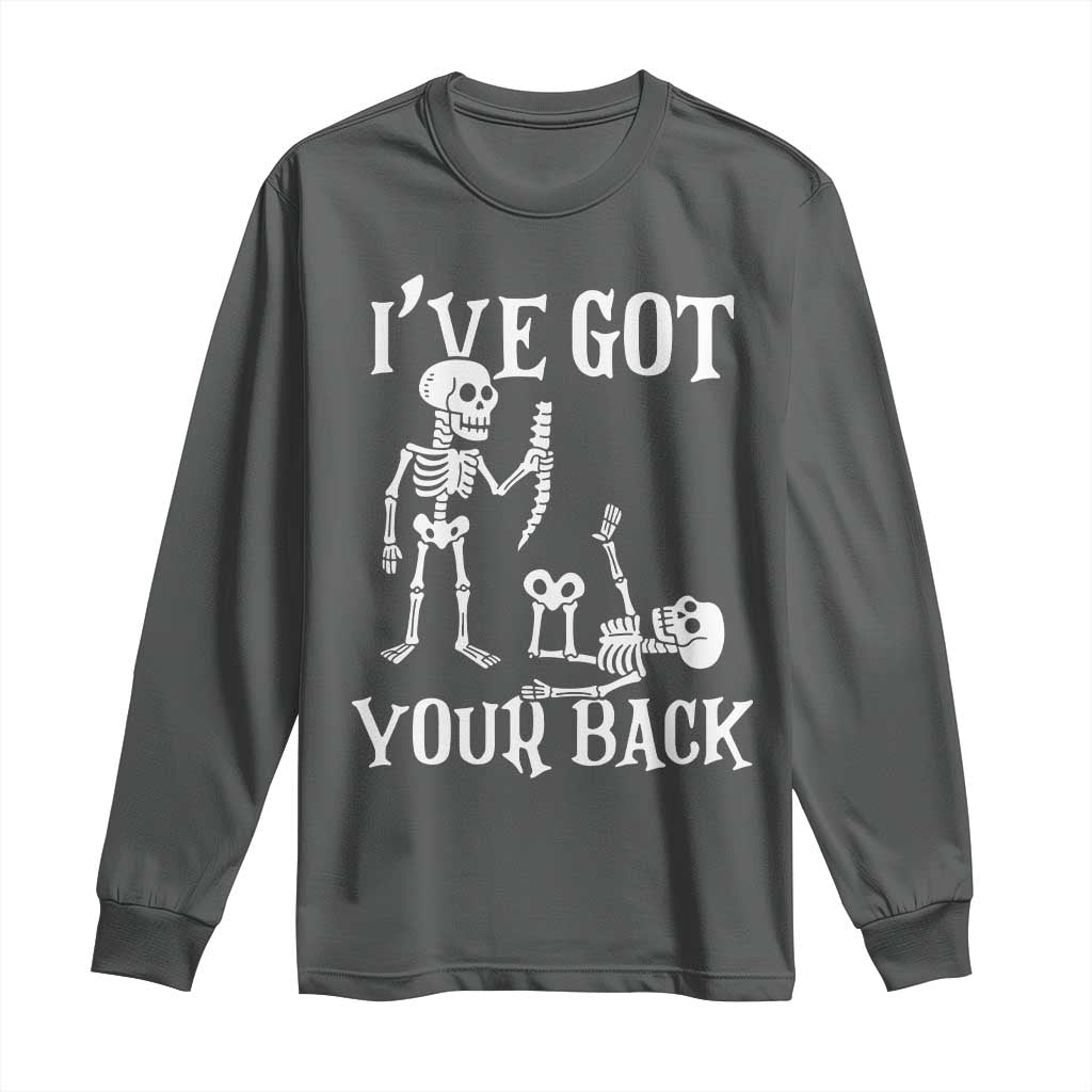 Funny I Got Your Back Long Sleeve Shirt Halloween Skeleton Skull TS11 Dark Heather Print Your Wear