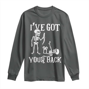 Funny I Got Your Back Long Sleeve Shirt Halloween Skeleton Skull TS11 Dark Heather Print Your Wear