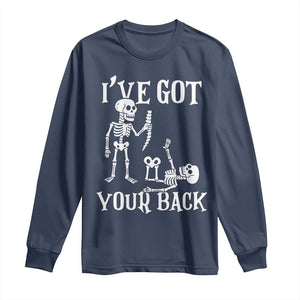 Funny I Got Your Back Long Sleeve Shirt Halloween Skeleton Skull TS11 Navy Print Your Wear