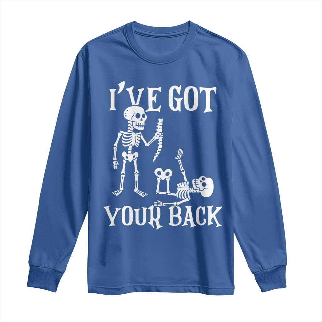 Funny I Got Your Back Long Sleeve Shirt Halloween Skeleton Skull TS11 Royal Blue Print Your Wear